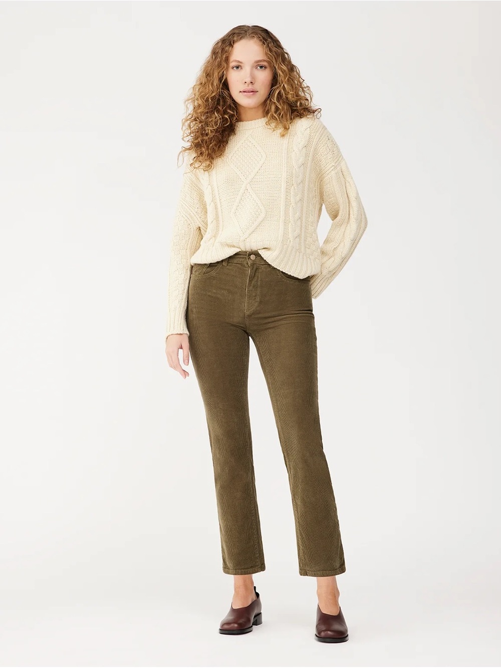 DL1961 Mara Straight Mid-Rise Instasculpt Ankle Corduroy Winter Moss 25